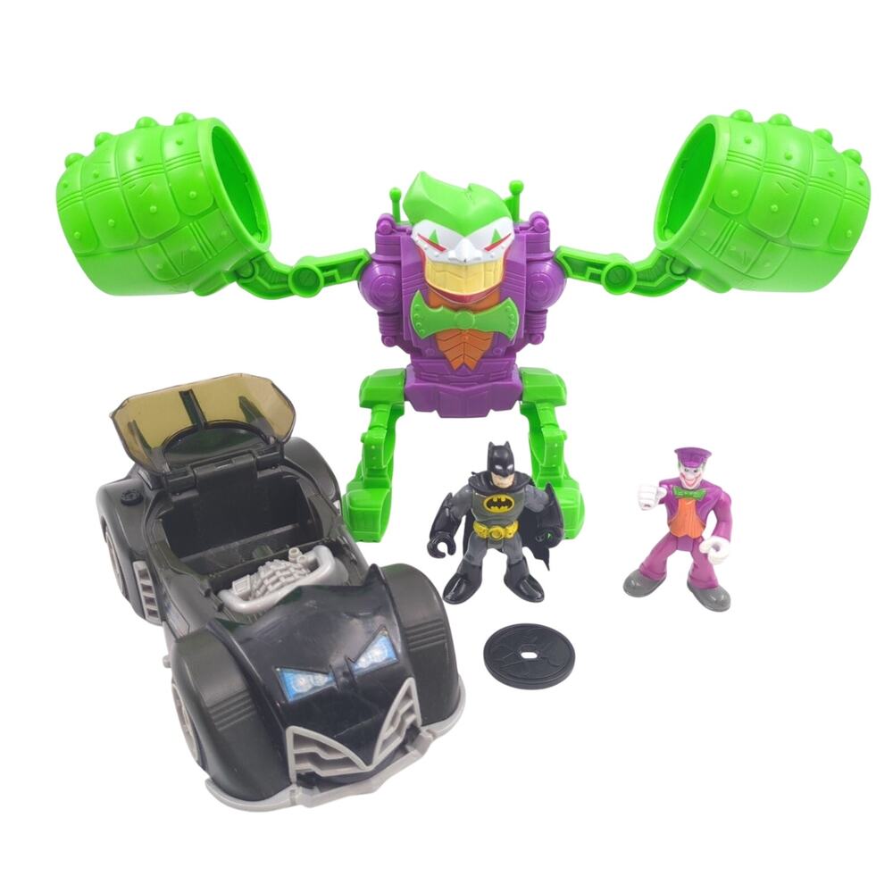 Imaginext DC Super Friends Mixed Lot Batman Batmobile Joker Bot Figures 5 Pcs